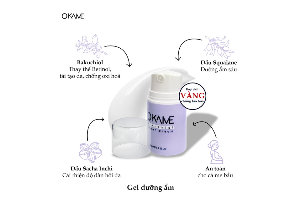 Kem Dưỡng Chống Lão Hoá, Săn Chắc Da Okame 1% Bakuchiol Super Cream 40ml