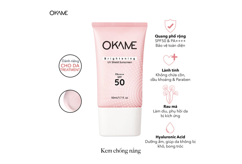 Kem Chống Nắng Tone-Up, Quang Phổ Rộng Okame Brightening UV Shield Sunscreen SPF 50 PA++++