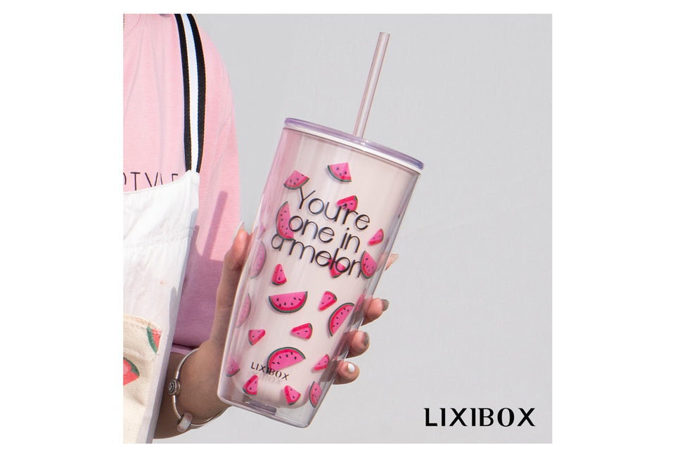 Ly Nhựa Giữ Nhiệt Có Ống Hút Lixibox Watermelon Cold Cup 700ml