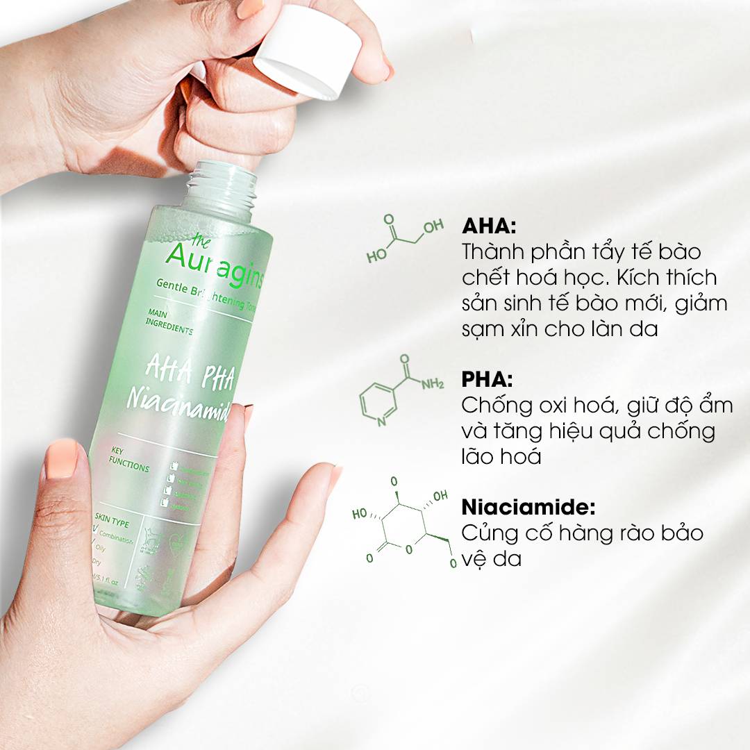 Nước Cân Bằng Sáng Da, Ngừa Mụn - The Auragins Gentle Brightening Toner