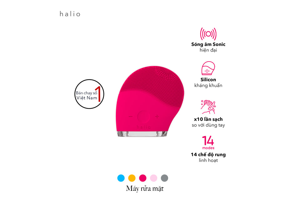 Máy Rửa Mặt Halio Facial Cleansing & Massaging Device - Hot Pink Limited Edition