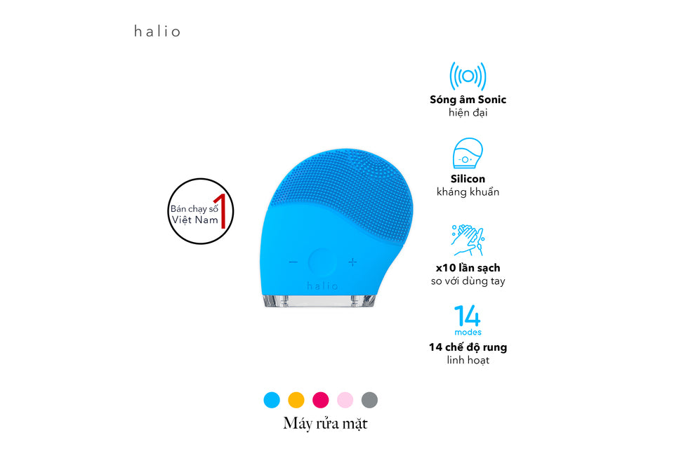 Máy Rửa Mặt Halio Facial Cleansing & Massaging Device - Sky Blue Limited Edition