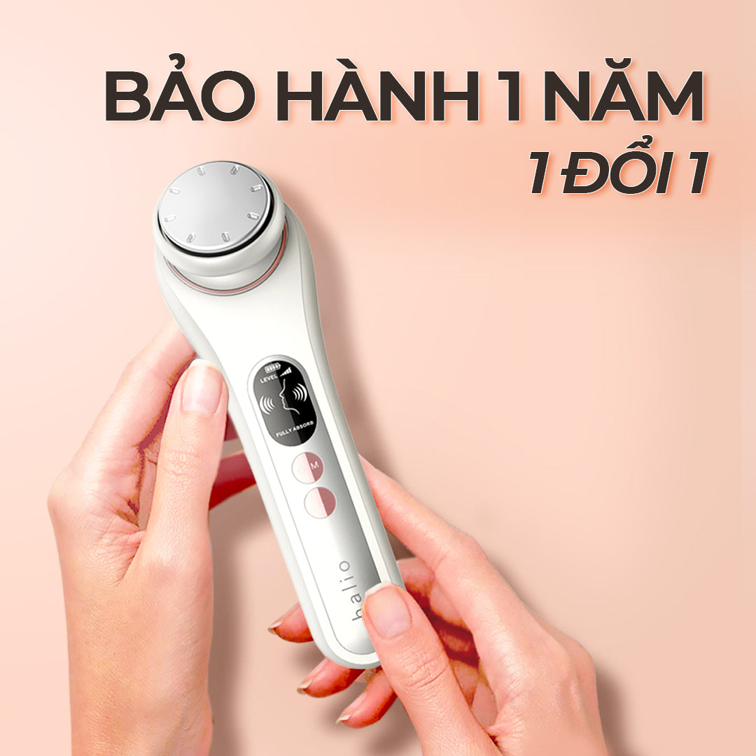 Máy Massage Đẩy Tinh Chất Nâng Cơ Mặt Nóng Lạnh Halio Ion Hot & Cool Beauty Device White Limited Edition