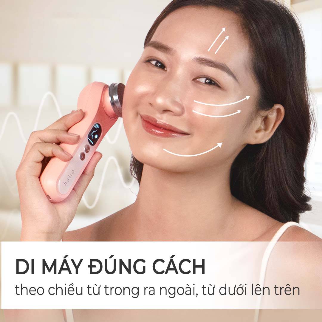 Máy Massage Đẩy Tinh Chất Nâng Cơ Mặt Nóng Lạnh Halio Ion Hot & Cool Beauty Device- Coral Limited Edition