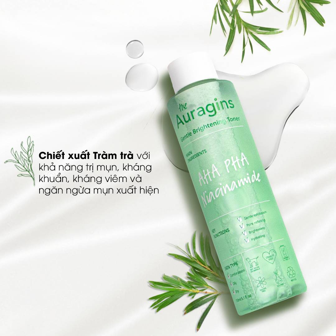 Nước Cân Bằng Sáng Da, Ngừa Mụn - The Auragins Gentle Brightening Toner