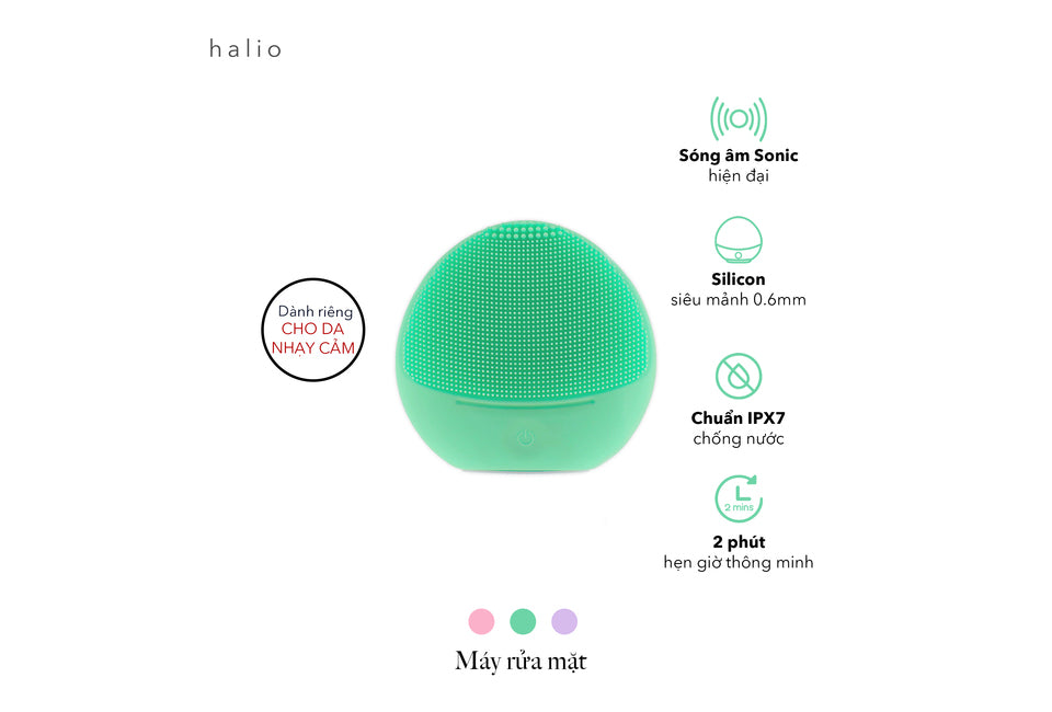 Máy Rửa Mặt Dành Cho Da Nhạy Cảm Halio Sensitive Facial Cleansing & Massaging Device Sweet Mint Limited Edition