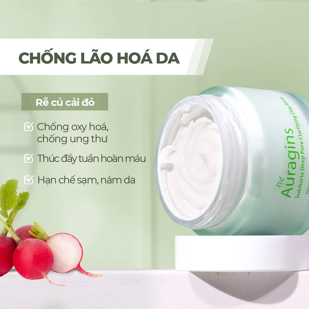 Mặt Nạ Đất Sét Loại Bỏ Dầu Nhờn Làm Sạch Sâu Giảm Mụn The Auragins Sulcharia Deep Pore Clarifying Clay Mask 80ml