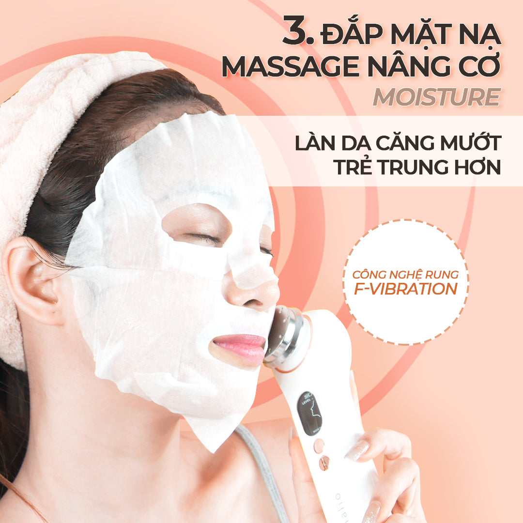 Máy Massage Đẩy Tinh Chất Nâng Cơ Mặt Nóng Lạnh Halio Ion Hot & Cool Beauty Device White Limited Edition