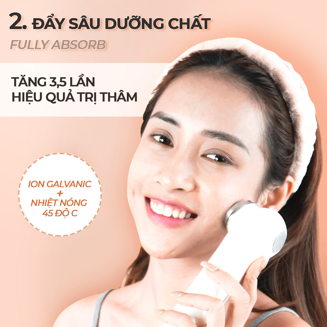 Máy Massage Đẩy Tinh Chất Nâng Cơ Mặt Nóng Lạnh Halio Ion Hot & Cool Beauty Device White Limited Edition