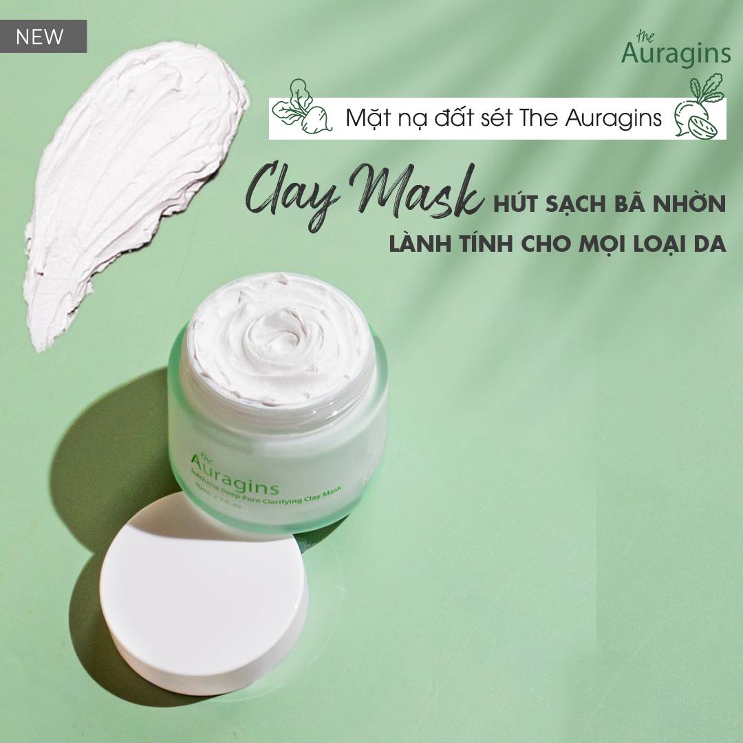 Mặt Nạ Đất Sét Loại Bỏ Dầu Nhờn Làm Sạch Sâu Giảm Mụn The Auragins Sulcharia Deep Pore Clarifying Clay Mask 80ml