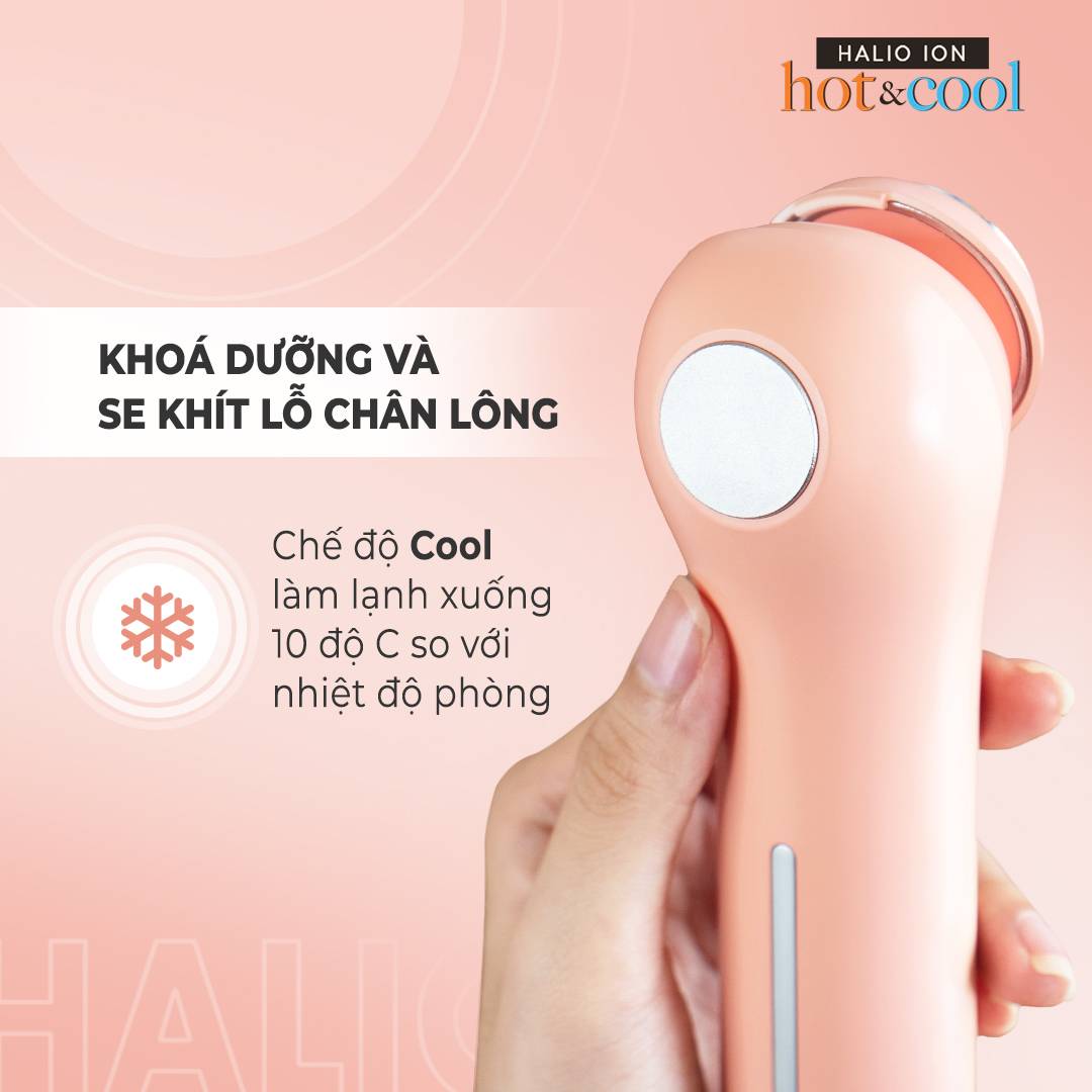 Máy Massage Đẩy Tinh Chất Nâng Cơ Mặt Nóng Lạnh Halio Ion Hot & Cool Beauty Device- Coral Limited Edition