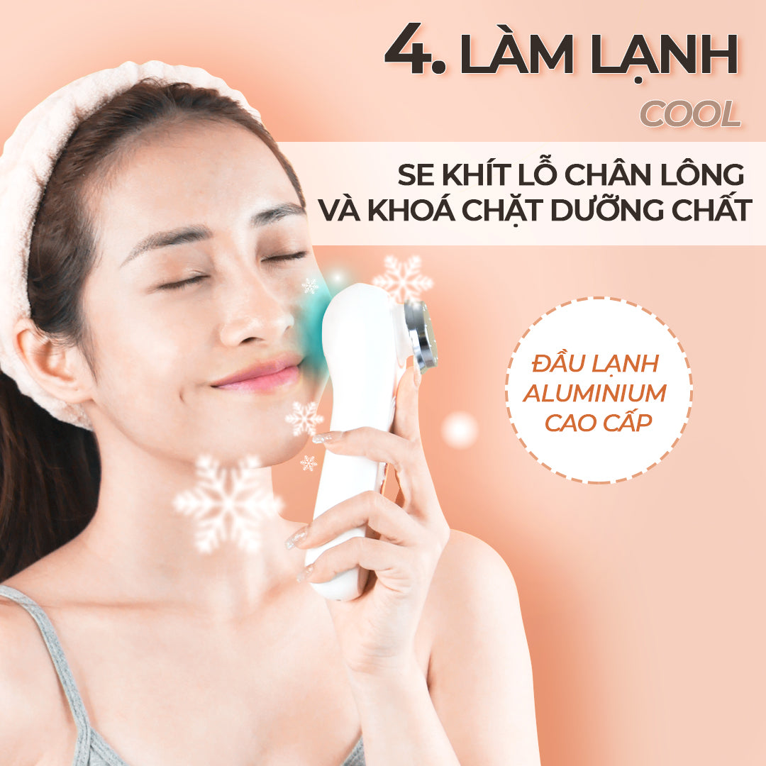 Máy Massage Đẩy Tinh Chất Nâng Cơ Mặt Nóng Lạnh Halio Ion Hot & Cool Beauty Device White Limited Edition