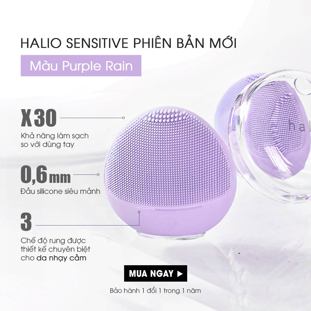 Máy Rửa Mặt Dành Cho Da Nhạy Cảm Halio Sensitive Facial Cleansing & Massaging Device Purple Rain Limited Edition