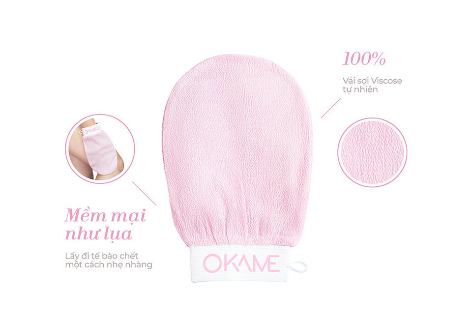 Bao Tay Lụa Tẩy Da Chết Ngừa Mụn Lưng Okame Natural Fiber Exfoliating Glove