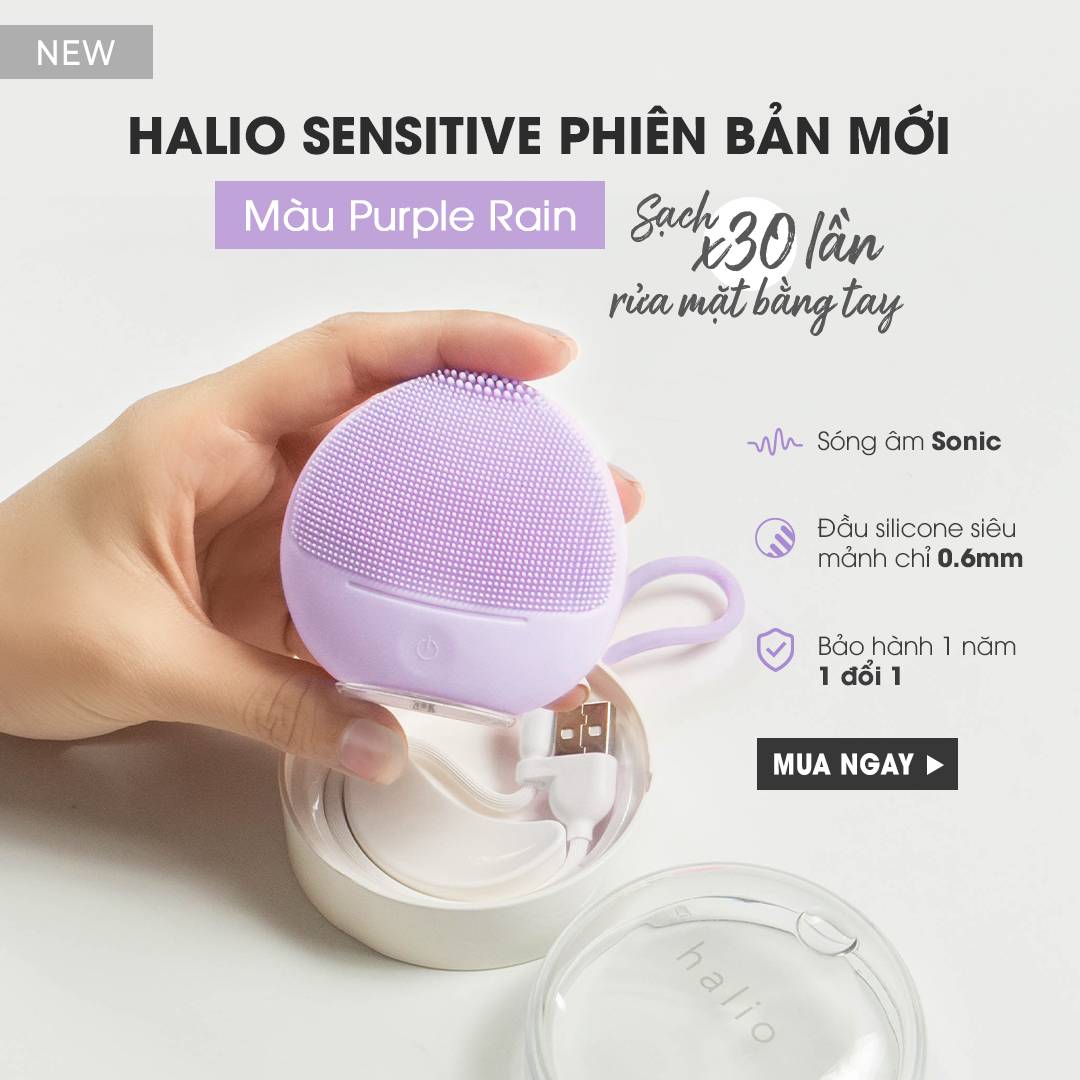 Máy Rửa Mặt Dành Cho Da Nhạy Cảm Halio Sensitive Facial Cleansing & Massaging Device Purple Rain Limited Edition