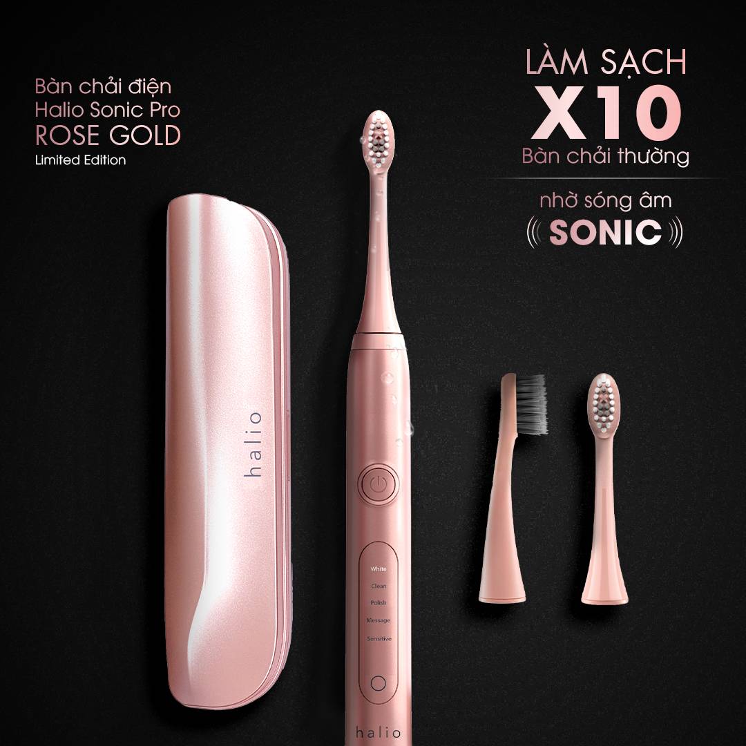 Bàn Chải Điện Làm Trắng Răng Halio Sonic Whitening Toothbrush PRO Rose Gold Limited Edition