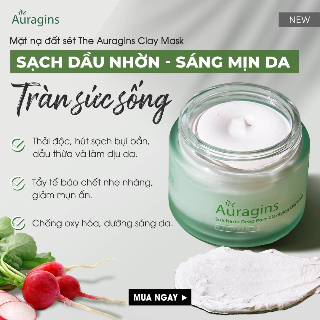 Mặt Nạ Đất Sét Loại Bỏ Dầu Nhờn Làm Sạch Sâu Giảm Mụn The Auragins Sulcharia Deep Pore Clarifying Clay Mask 80ml