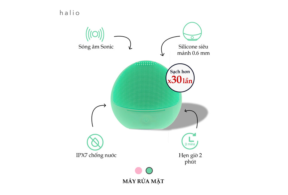 Máy Rửa Mặt Dành Cho Da Nhạy Cảm Halio Sensitive Facial Cleansing & Massaging Device Sweet Mint Limited Edition