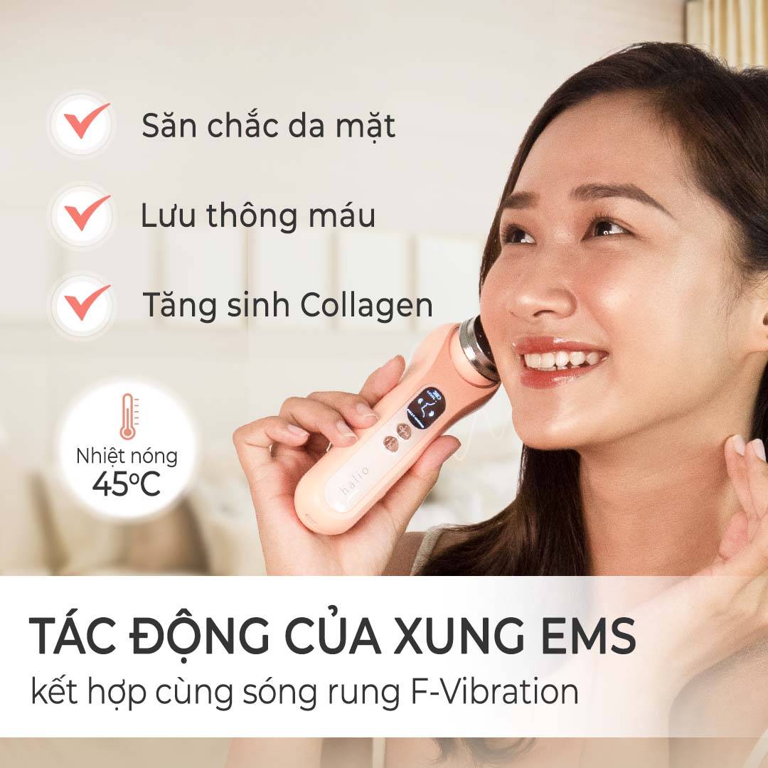 Máy Massage Đẩy Tinh Chất Nâng Cơ Mặt Nóng Lạnh Halio Ion Hot & Cool Beauty Device- Coral Limited Edition