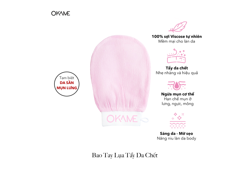 Bao Tay Lụa Tẩy Da Chết Ngừa Mụn Lưng Okame Natural Fiber Exfoliating Glove