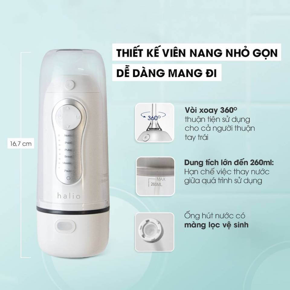 Máy tăm nước cầm tay 6 chế độ Halio Professional Cordless Oral Irrigator