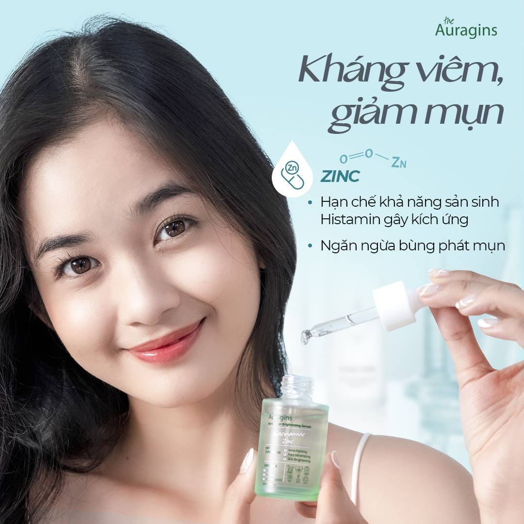 Tinh Chất Cho Da Dầu Mụn The Auragins 10% Niacinamide + 1% Zinc Acne Clear Brightening Serum