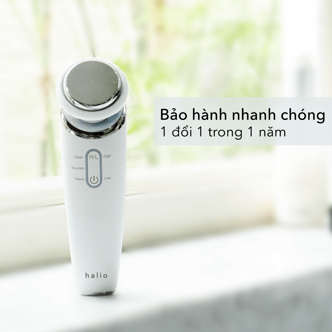 Máy Đẩy Tinh Chất Dưỡng Trắng Halio Ion Cleansing & Moisturizing Beauty Device White Limited Edition