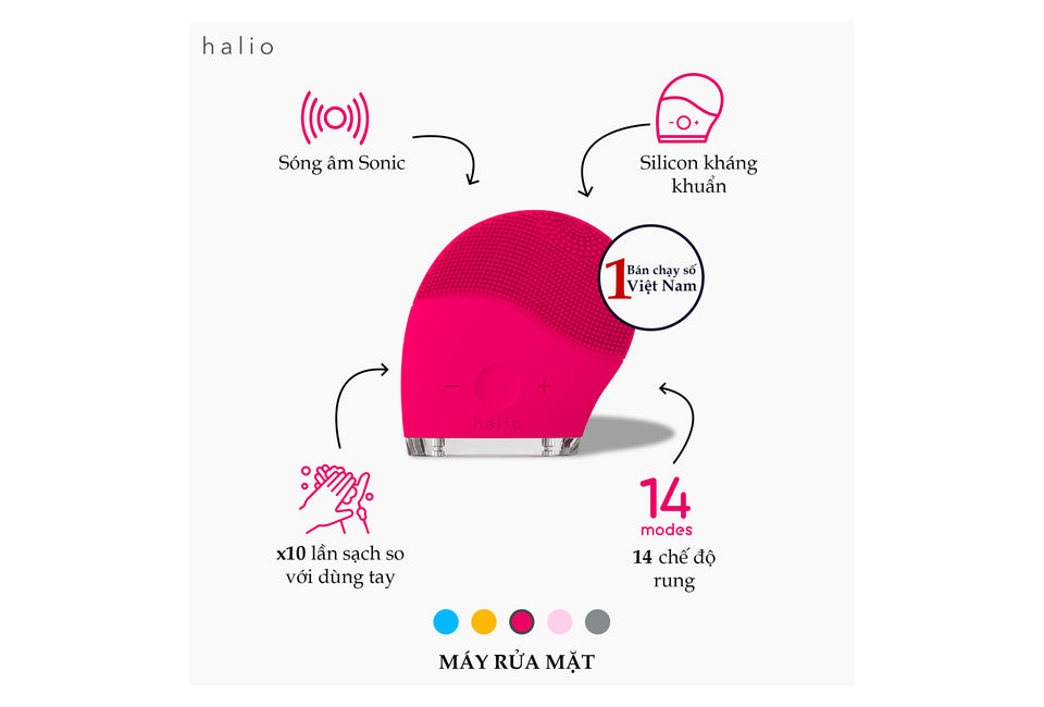 Máy Rửa Mặt Halio Facial Cleansing & Massaging Device - Hot Pink Limited Edition