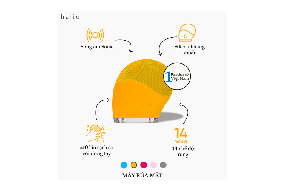 Máy Rửa Mặt Halio Facial Cleansing & Massaging Device - Mustard Limited Edition