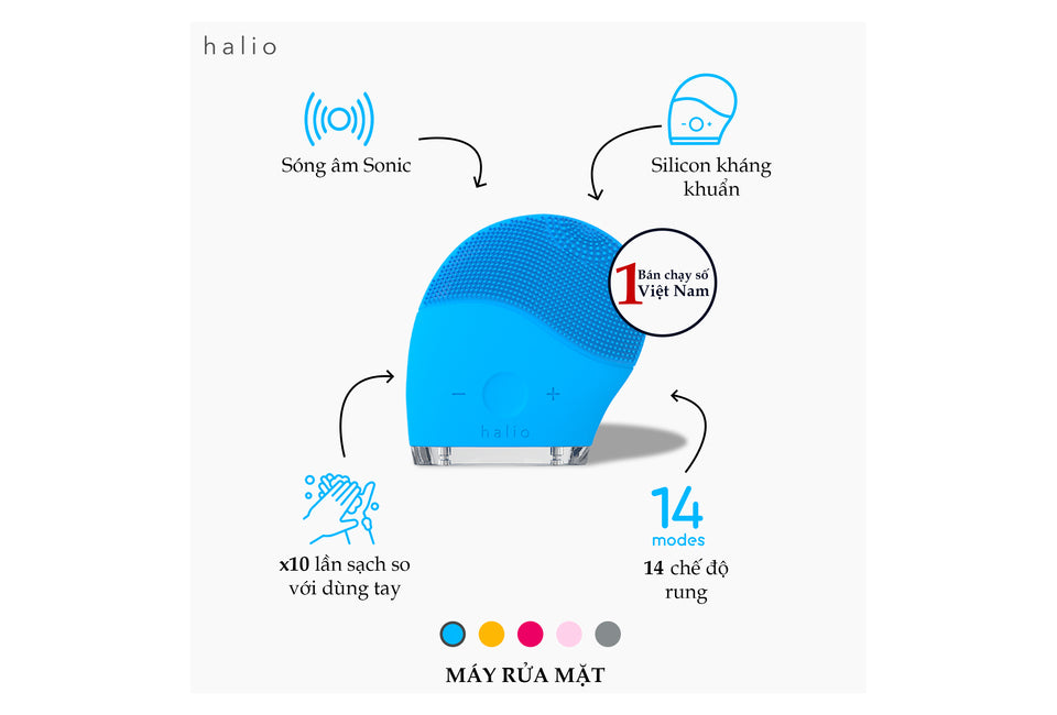 Máy Rửa Mặt Halio Facial Cleansing & Massaging Device - Sky Blue Limited Edition