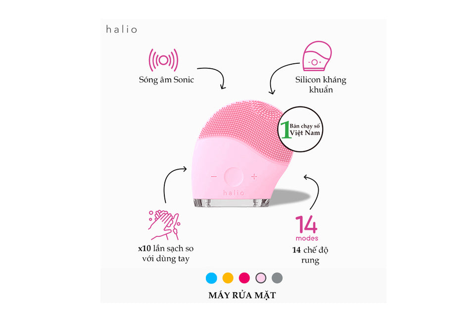 Máy Rửa Mặt Halio Facial Cleansing & Massaging Device - Baby Pink